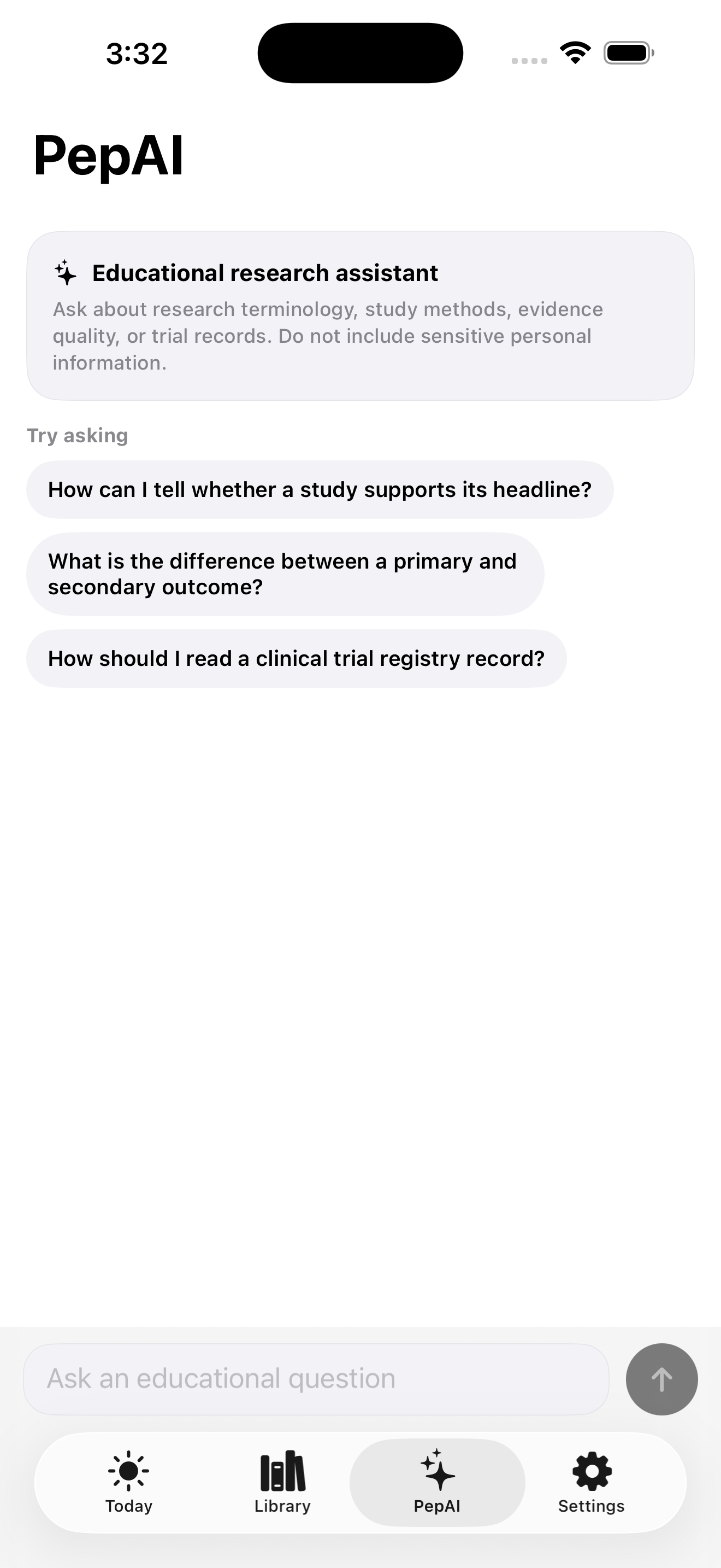 PepAI comparing evidence and explaining trial registry fields